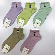 【Wonderland】微笑愛心日系棉質短襪/踝襪/女襪(5雙) FREE 隨機.含重覆色