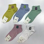 【Wonderland】休閒運動風日系棉質短襪/踝襪/女襪(5雙) FREE 隨機.含重覆色