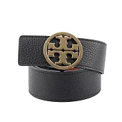 TORY BURCH Miller 素面皮革寬3.8cm雙面可用皮帶 (XS)(黑色/焦糖色)