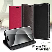 CITY BOSS for iPhone 15 Pro 6.1 品味好感柔美磁吸皮套 桃紅色