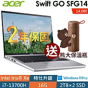 【特仕】Acer SFG14-71T-70D9 (i7-13700H/16G/2TB SSD+2TB SSD/14吋WUXGA/W11升級W11P) 輕薄筆電