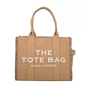 MARC JACOBS TOTE刺繡字母印花滾邊帆布托特包-大/ 駝