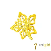 【Just Gold 鎮金店】幸福楓葉 黃金耳環-單耳(華麗)
