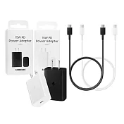 SAMSUNG原廠 M系列 T1510 15W Type C盒裝旅充頭 + 三星製造 雙Type C充電線組 黑色