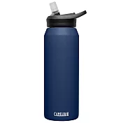 【美國CamelBak】1000ml eddy+不鏽鋼多水吸管保溫瓶(保冰) 海軍藍