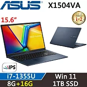 ★記憶體升級★ASUS VivoBook 15吋 X1504VA-0201B1355U 二年保固 i7-1355U 8G+16G/1TB SSD 藍