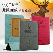 VXTRA 三星 Galaxy Tab A9+ 11吋 北歐鹿紋風格平板皮套 防潑水立架保護套 X210 X216 醇奶茶棕