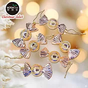 摩達客11CM彩繪電鍍 糖 果 6入吊飾組-聖誕樹裝飾球飾掛飾(三色可選) 金色