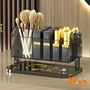 【iSFun】傾斜旋轉＊桌上口紅化妝品收納盒/透灰