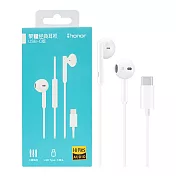HONOR榮耀 原廠AM33經典 半入耳式線控耳機 Type C - 白 (盒裝)  白色