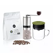 【PO:Selected】丹麥POx黑沃耶加雪菲咖啡三件組(咖啡磨2.0/咖啡杯240ml-共4色) 橄欖綠
