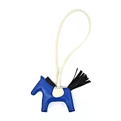 Hermes 愛馬仕 Rodeo小羊皮撞色手工馬兒吊飾(小) 藍/黑/白