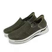 Skechers 休閒鞋 Go Walk Arch Fit Slip-Ins 男鞋 綠 白 緩衝 支撐 無鞋帶 健走鞋 216259OLV 27cm OLIVE