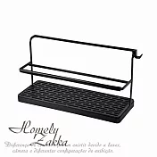 【Homely Zakka】日式簡約鐵藝多功能雙層瓶罐瀝水架收納架置物架_ 黑色