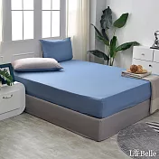 義大利La Belle《純色蔚藍》單人海島針織床包枕套組