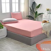 義大利La Belle《純色蜜桃》加大海島針織床包枕套組