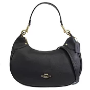 COACH 簡約素面皮革兩用包-黑