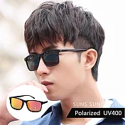 【SUNS】時尚寶麗來偏光太陽眼鏡 TR90材質 炫彩Polarized墨鏡 男女適用 防眩光 抗UV400 S325 黑框紅水銀
