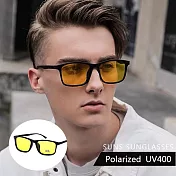 【SUNS】時尚寶麗來偏光太陽眼鏡 TR90材質 炫彩Polarized墨鏡 男女適用 防眩光 抗UV400 S325 黑框黃片(夜視鏡)