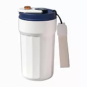 【EZlife】測溫316不鏽鋼陶瓷內膽保溫咖啡杯(450ml) 藍色