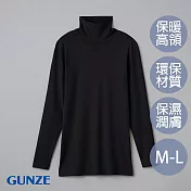 【日本GUNZE】天絲莫代爾高領內搭長袖(SA2245-BLK) M 黑色