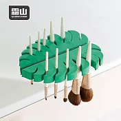 【日本霜山】免鑽釘無痕壁掛樹葉造型化妝刷具晾曬架-多色可選- 綠