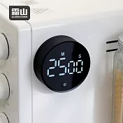 【日本霜山】多功能旋轉定時磁吸式計時器(大螢幕/音量可調節)-黑(黑底螢幕)