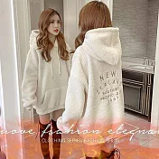 BJ COLLECTION 日系羊羔毛口袋帽T/上衣BJ30070 F 米白色