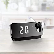 LED鏡面投影電子鐘/鬧鐘/時鐘(聲控/氣溫/鬧鐘/療癒小物/生日禮物/聖誕禮物/交換禮物) 黑殼白燈