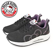 【HELLO KITTY】女 休閒鞋 氣墊鞋 彈力 吸震 厚底 綁帶 凱蒂貓 JP23 黑色