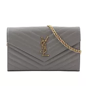 ysl v紋荔枝皮金色logo woc 斜揹包 (霧灰色)