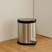 【H&R安室家】5L不銹鋼靜音腳踏掀蓋式垃圾桶 PBL96