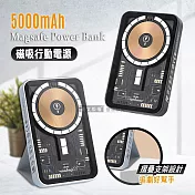 Wephone 5000mAh PD快充 MagSafe工業風透明磁吸支架行動電源 可上飛機 尊爵黑