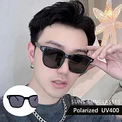 【SUNS】時尚寶麗來偏光太陽眼鏡 TR90材質Polarized 男女適用 超輕僅20g 防眩光 抗UV400 S985 砂黑框灰片