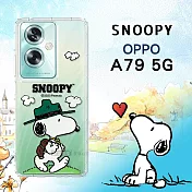 史努比/SNOOPY 正版授權 OPPO A79 5G 漸層彩繪空壓手機殼 郊遊