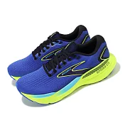 Brooks 慢跑鞋 Glycerin GTS 21 男鞋 藍 螢光綠 回彈 透氣 甘油系列 路跑 運動鞋 1104201D429