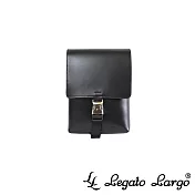 Legato Largo 簡約圓潤感方形單壓釦斜背小包- 黑色