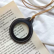 小樹屋-攜帶式皮革掛脖放大鏡(附贈收納袋) 烏木黑