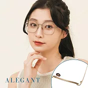 【alegant】英倫時尚輕量鈦皇室質感霧面方框uv400濾藍光眼鏡 錦緞金