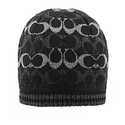 coach 金屬纖維cc logo 羊毛毛帽 (黑色)