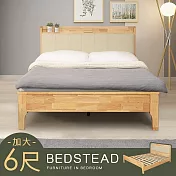 Homelike 喜家居雙人加大6尺實木床架組(附USB插座LED觸控燈)(2338)