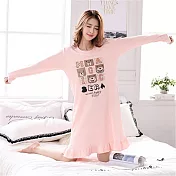 BJ COLLECTION 日系純棉字母熊長袖居家服 BJC50018 FREE 粉紅色