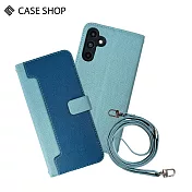 CASE SHOP Samsung A15 前收納皮套背帶組- 藍色