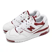 New Balance 休閒鞋 550 女鞋 白 紅 皮革 拼接 復古 低筒 NB BBW550BR-B