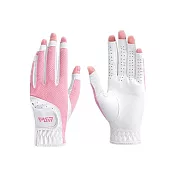 【LOTUS 樂特斯】PGM 高爾夫女用露指手套 粉色17碼