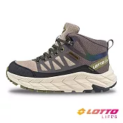 【LOTTO 義大利】女 CT901動態防水戶外健行鞋- 23cm 褐/草綠