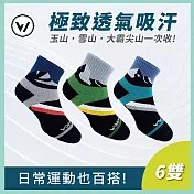 【WOAWOA】6入組 百岳能量激發登山襪-中筒(健走襪 除臭襪 襪子 男襪 女襪 運動襪) M(22-24公分)3色各2雙