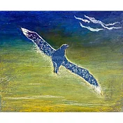 【玲廊滿藝】馬靜志 -青鳥映日展翅鳴38x46cm