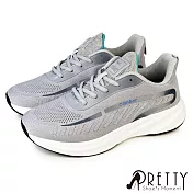 【Pretty】男 運動鞋 休閒鞋 健走鞋 輕量 厚底 飛線針織 JP26 灰色