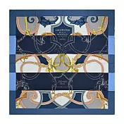 Hermes 愛馬仕 L’Instruction du Roy Bayadere 140 cm手工捲邊喀什米爾與真絲混紡方巾 石板藍/海軍藍/金